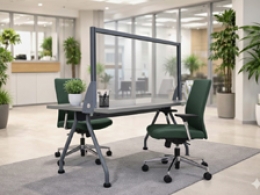 Schermo parafiato MACRO FRONT OFFICE - cm 160x60h con lastra sollevata cm 4