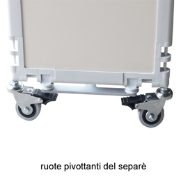 Vista ruote pivottanti del separè 