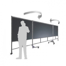 Lavagna trittico pieghevole su ruote MACRO LAVAGNA effetto "ardesia" - cm.606x208h 