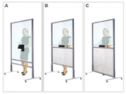 Schermo parafiato ONDESK FRONT OFFICE per front office - cm 100x75h con passacarte cm 30x10